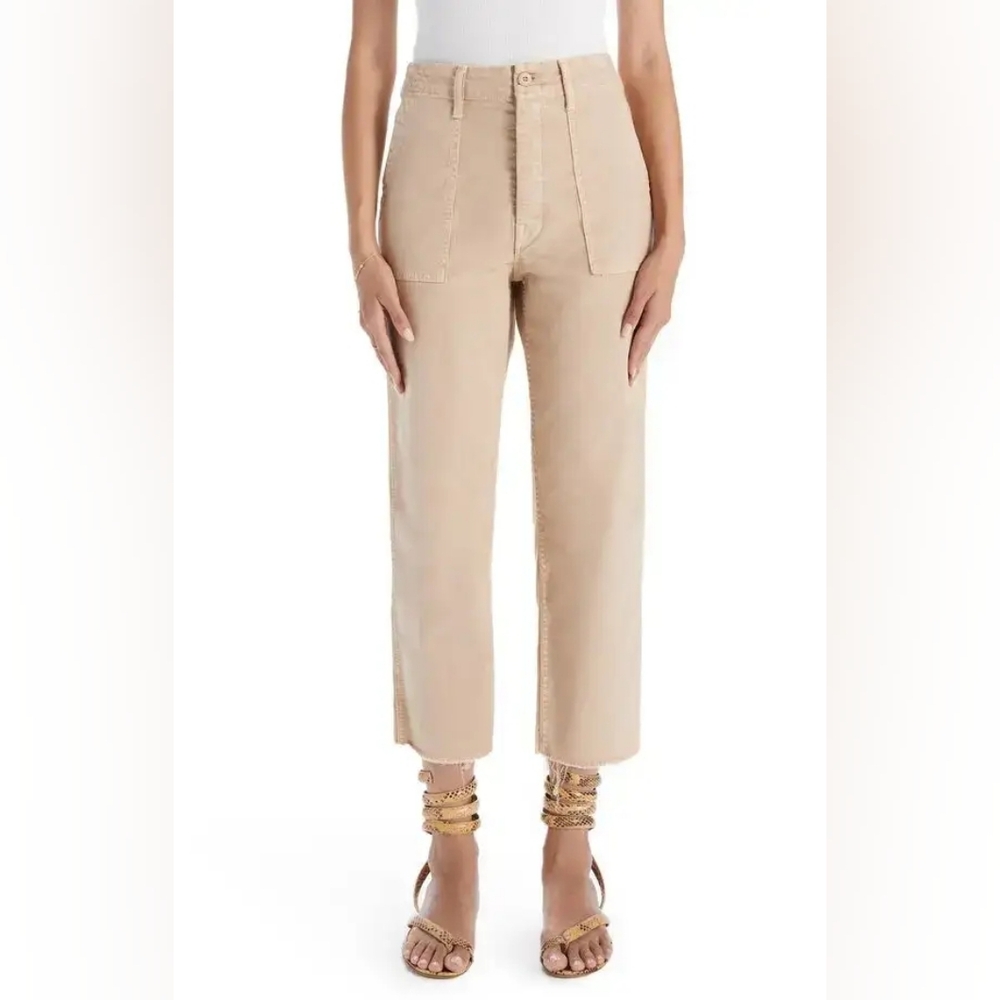 MOTHER Beige Cropped Ankle Pants